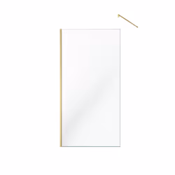Aurlane - Pack Paroi de Douche 100x200cm Verre Transparent - Barre de Fixation Extensible et Profil Or Brossé