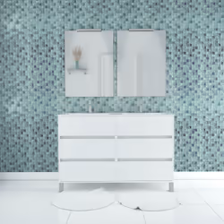 Meuble Salle de Bains 120 cm Laqué Blanc 6 Tiroirs, Vasque, Miroirs 60x80 et Réglettes Led - xenos - Vue supplémentaire 5