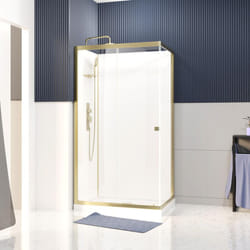 Aurlane - cabine de douche rectangle 110x80x200/230cm - receveur bas - fonds blancs et profilés or brossé