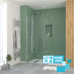 Lot de 2 Parois de Douche 90x195 cm en Verre Trempé 5 mm - Profilés et Bras Chromés