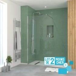 Lot de 2 Parois de Douche 100x195 cm en Verre Trempé 5 mm - Profilés et Bras Chromés