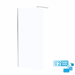 Lot de 2 Parois de Douche 100x195 cm en Verre Trempé 5 mm - Profilés et Bras Chromés