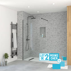 Lot de 2 Parois de Douche 120x195 cm en Verre Trempé 5 mm - Profilés et Bras Noirs