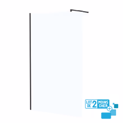 Lot de 2 Parois de Douche 120x195 cm en Verre Trempé 5 mm - Profilés et Bras Noirs