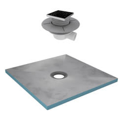 Receveur de Douche à Carreler 90x90 cm avec Bondes à Sortie Horizontale - Grille Noire