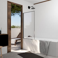 Pare baignoire rabattable 75x130 cm - aluminium gun metal et verre trempé 4 mm