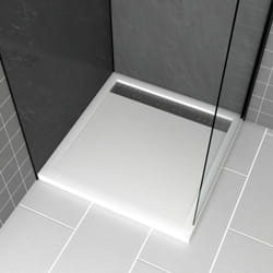 Receveur en acrylique Blanc 90x90x4 cm + Grilles Linéaires Chrome et Gun Metal - whiteness ii