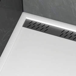 Receveur en acrylique Blanc 90x120x4 cm + Grilles Linéaires Chrome et Gun Metal - whiteness ii