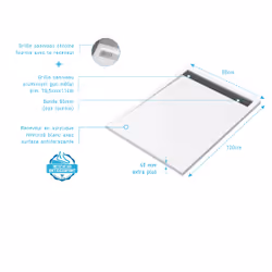 Receveur en acrylique Blanc 90x120x4 cm + Grilles Linéaires Chrome et Gun Metal - whiteness ii