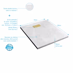 Pack Receveur Blanc Effet Pierre 80x100 cm et Grille décor Perforée Or Doré Brossé - rock 2