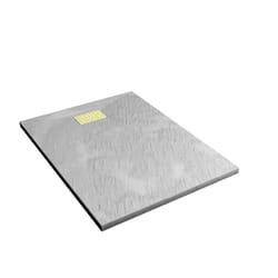 Pack Receveur Gris Effet Pierre 90x120 cm et Grille décor Perforée Or Doré Brossé