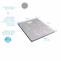 Pack Receveur Gris Effet Pierre 90x120 cm et Grille décor Perforée Or Doré Brossé