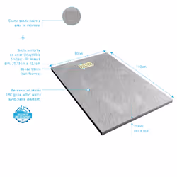 Pack Receveur Gris Effet Pierre 90x140 cm et Grille décor Perforée Or Doré Brossé - rock 2