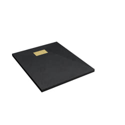 Pack Receveur Noir Effet Pierre 80x100 cm et Grille décor Perforée Or Doré Brossé - rock 2