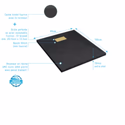 Pack Receveur Noir Effet Pierre 80x100 cm et Grille décor Perforée Or Doré Brossé - rock 2