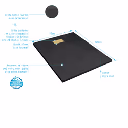 Pack Receveur Noir Effet Pierre 90x120 cm et Grille décor Perforée Or Doré Brossé - rock 2