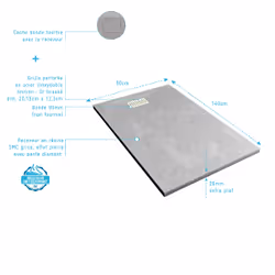 Pack Receveur Gris Effet Pierre 90x140 cm et Grille décor Linéaire Or Doré Brossé