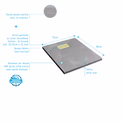 Pack Receveur Gris Effet Pierre 70x90 cm et Grille décor Linéaire Or Doré Brossé - rock 2