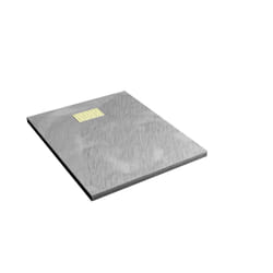 Pack Receveur Gris Effet Pierre 80x100 cm et Grille décor Linéaire Or Doré Brossé