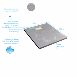 Pack Receveur Gris Effet Pierre 80x100 cm et Grille décor Linéaire Or Doré Brossé
