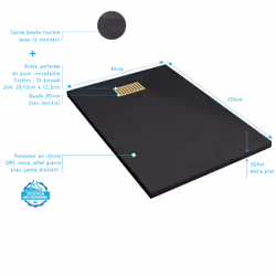 Pack Receveur Noir Effet Pierre 80x120 cm et Grille décor Linéaire Or Doré Brossé - rock 2