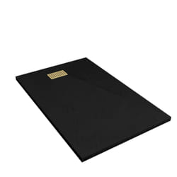 Pack Receveur Noir Effet Pierre 90x140 cm et Grille décor Linéaire Or Doré Brossé - rock 2