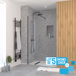 LOT de 5 Parois de Douche 70x195 cm en Verre Trempé 5 mm - Profilés et Bras Noirs