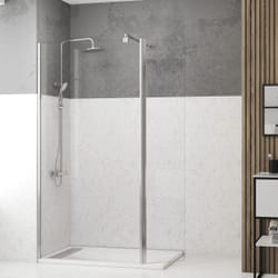 Pack Paroi de Douche et Volet Pivotant 100+40x200 cm - Verre Transparent - Barre de Fixation Chrome