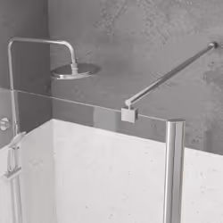 Pack Paroi de Douche et Volet Pivotant 100+40x200 cm - Verre Transparent - Barre de Fixation Chrome
