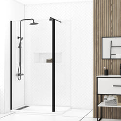 Aurlane - Pack Paroi de Douche et Volet Pivotant 100+40x200 cm - Verre Transparent - Barre de Fixation Noire