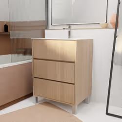 Description générale Ce pack XENOS allie sobriété et modernité. Modernisez votre salle de bains avec cet ensemble meuble 3 ti ...