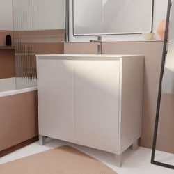Description générale Ce pack XENOS allie sobriété et modernité. Modernisez votre salle de bains avec cet ensemble meuble 2 po ...