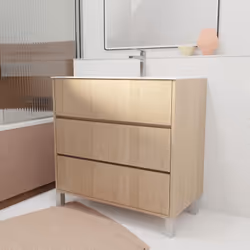 Description générale Ce pack XENOS allie sobriété et modernité. Modernisez votre salle de bains avec cet ensemble meuble 3 ti ...