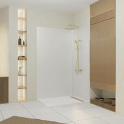 Pack 2 Panneaux Muraux en Aluminium Blanc 120+90x210 cm + Profilés Finition et Angle Or Doré Brossé