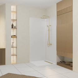 Pack 2 Panneaux Muraux en Aluminium Blanc 90x210 cm + Profilés Finition et Angle Or Doré Brossé
