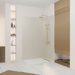 Pack 2 Panneaux Muraux en Aluminium Ivoire 120+90x210 cm + Profilés Finition et Angle Or Doré Brossé