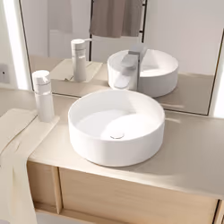 Description générale Sublimez votre salle de bains avec cette vasque à poser ronde. Sa finition Blanche Mate apporte une touc ...