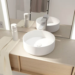 Aurlane - vasque à poser ronde en céramique blanche mat - diam 36cm x 12cm - pop matt