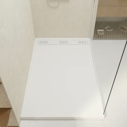 Receveur en acrylique blanc 90x140x5 cm + grilles linéaires chrome et blanche mate