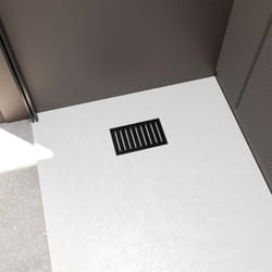 Aurlane - grille rainurée en inox noir mat pour receveur - 20.15x12.3x0.55cm - rock 2 grid line