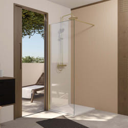 Paroi de douche 70x195 cm en verre trempé 5 mm - finition or brossé - gold elementary