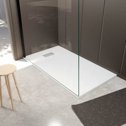 Pack receveur blanc effet pierre 80x140 cm et grille décor linéaire en inox