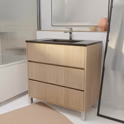 La gamme XENOS allie sobriété et modernité. Modernisez votre salle de bains grâce cet ensemble meuble 3 Tiroirs , équipé d'un ...