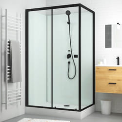 Aurlane - cabine de douche rectangulaire 110x80x197 cm - porte coulissante - fonds blancs & profilés noir mat