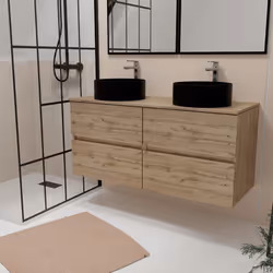 Description générale TIMBER, le meuble qui allie élégance et fonctionnalité ! Découvrez cet ensemble composé d'un meuble doub ...