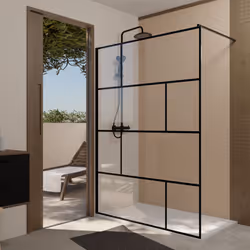 Description générale Ajoutez une touche graphique à votre salle de bains avec la paroi de douche Dark Blocks. Dotée d'un trai ...