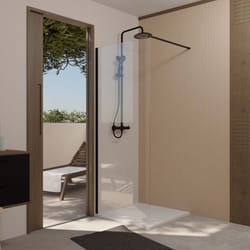 Paroi de douche 80x200cm en verre trempé transparent 8mm anticalcaire - profilé noir mat - lina