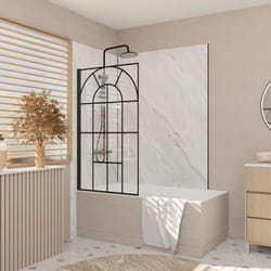 Pare baignoire déco 75x130 cm - verre trempé 4 mm sérigraphie verrière - profilé noir mat