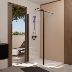 Pack paroi de douche à l'italienne 80x200 cm et volet pivotant 40x200 cm en verre transparent. Profilé et barre de fixation m ...