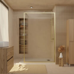Paroi de douche verre cannelé 6 mm - 120x200 cm - cadre et bras aluminium or doré brossé